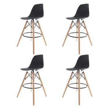 Imagem de Kit 4 Banquetas Altas Para Bar Cozinha Charles Eames Eiffel - Cadeiras