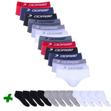 Imagem de Kit 12 Slip Algodão + 12 Pares de Meia Dorbe, G