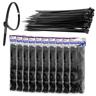 Imagem de 1000 Abraçadeiras Fita Lacre de Nylon 3.6x250mm Cinta Preta 25cm Reven