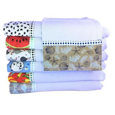 Imagem de Pano de Prato barrado Pé de galinha Kit C/10 peças - PÈ DE G