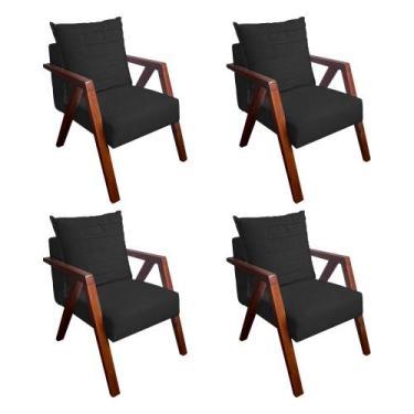 Imagem de Kit 4 Poltronas Monalisa para Recepção Mona Pés de Madeira Maciça Sued