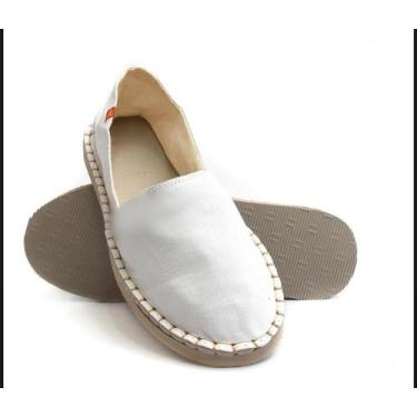 Imagem de Alpargata Confortável Branco Sandália Unissex Barato Solado Borracha S