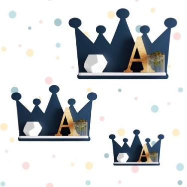 Imagem de Trio De Nichos Modelo Coroa Em Mdf Quarto De Bebê Colorido - Lalu enxo