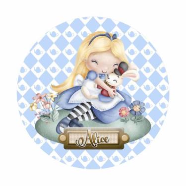 Imagem de Painel de Tecido Sublimado Redondo Alice no País das Maravilhas Xadrez