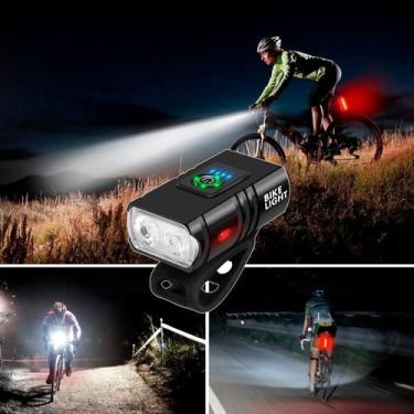 Imagem de Farol Bike 2 Leds T6 Medidor De Bateria Digital 18hrs - BELLATOR