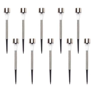 Imagem de Kit 10 Luminárias Luz Solar Inox Led Poste Iluminação Jardim - Ecoforc