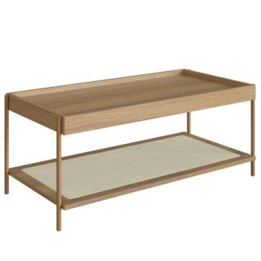Imagem de Mesa Centro Retangular Oslo Artesano 93 cm (larg) MDP Hanover Palha Si