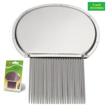Imagem de 5 Pente Fino Piolho Aço Inox Ferro Lêndeas Criança Blister Atacado - H