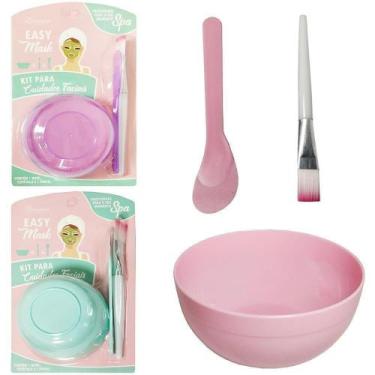 Imagem de Kit Cuidado Faciais Tigela + Espatula E Pincel Spa Easy Mask - 20 Come