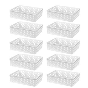 Imagem de Conjunto Kit 10 Cestos Moderno Organizador Decorativo Médio Closet Oti