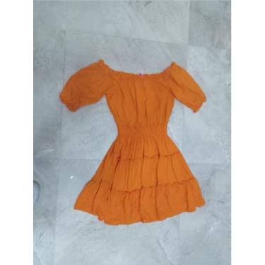 Imagem de Vestido curto ciganinha com babado na barra - LALOKA, Laranja, M