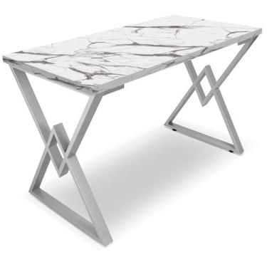 Imagem de Mesa P/ Escritório Jantar Gamer Ouro 1,00x0,60 Em Aço Tampo Em Madeira