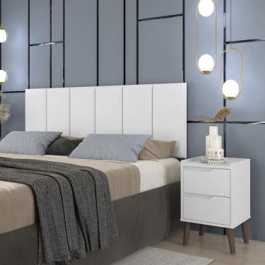 Imagem de Cabeceira Dubai Cama de Casal 1,40 cm - JM3 Móveis, Branco (Corino)