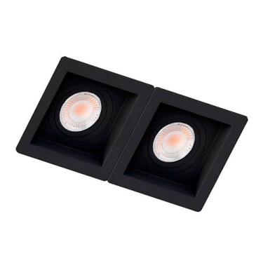 Imagem de Spot Embutir Duplo Quadrado Recuado PAR20 Preto + Lamp BQ - Decorium