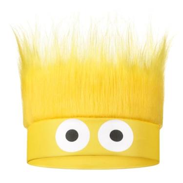 Imagem de Luinabio Peruca de cabelo divertida chapéu maluco troll fantasia acessório para mulheres homens Spirit Week Halloween cosplay eventos esportivos, Amarelo, tamanho �nico