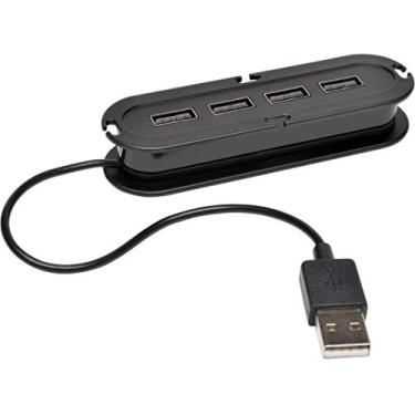 Imagem de Tripp Lite 4 portas USB 2.0 de alta velocidade ultra-mini cubo com adaptador de energia (U222004R), preto