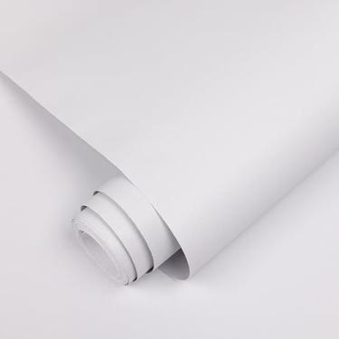 Imagem de Abyssaly Papel de parede branco adesivo decorativo durável de 39,9 cm x 299,7 cm para superfícies lisas