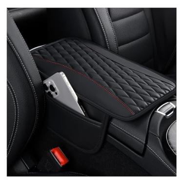 Imagem de IHOTDER Capas de console central de couro patchwork para carros, capa de descanso de braço atualizada para carro com bolso de armazenamento lateral para organizador de assento de carro, capa de