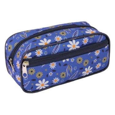 Imagem de Estojo Escolar Feminino Ls Bolsas Margarida Azul Com 2 Divisões - L S 