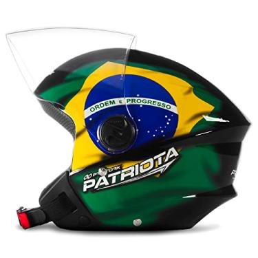 Imagem de Pro Tork Capacete New Liberty Three Patriota, Preto/Verde, Tam. 60