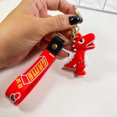 Imagem de Chaveiro Pingente Dinossauro com Faixa de mão e Mosquetão - Foforiku, 