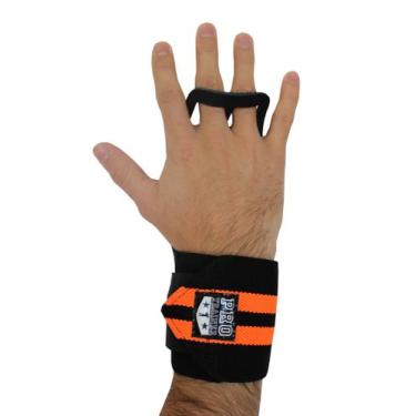 Imagem de Grip com munhequeira Preto com Laranja Protetor Mão - Pro Trainer, P