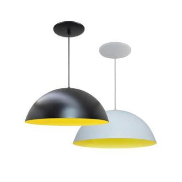 Imagem de Luminária Pendente Meia Lua 34cm Com Interior Amarelo Com Fiação 110/2