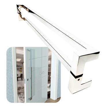Imagem de Puxador Portas Duplo Aço Inox Polido Athenas 1,5 m para portas: pivotantes/madeira/vidro temperado/porta alumínio e portões