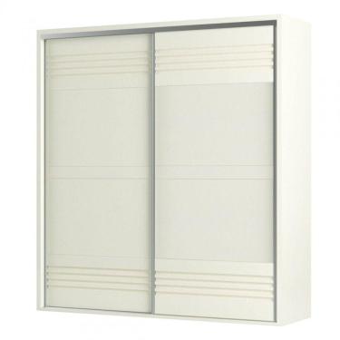 Imagem de Guarda-Roupa 2 Portas de Correr 7 Prateleiras Ripado Off White - Dalla Costa