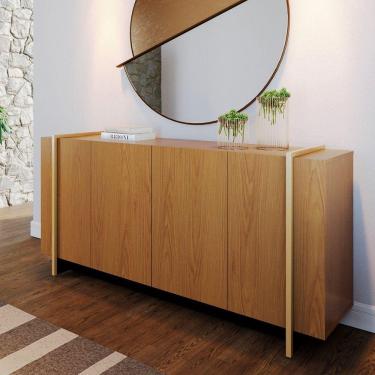 Imagem de Buffet 4 Portas 160cm Copacabana Colibri Tubo Freijó / Preto Fosco / T Dourado