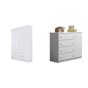 Imagem de Quarto Infantil com Guarda Roupa 4 Portas 2 Gavetas e Cômoda Helena Ph