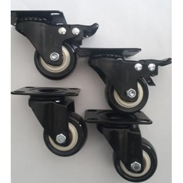 Imagem de Rodizio black para carrinhos e  móveis roda preta com freio e sem kit 