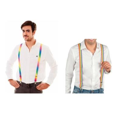 Imagem de Suspensório Listrado Arco-íris Lgbt Gay Cosplay Festas - CM Presentes 