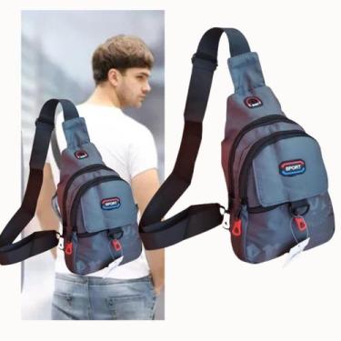 Imagem de Bolsa Mochila Transversal Cinza com Pochete e Alça Única - Saída USB -