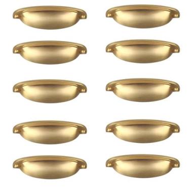 Imagem de Kit 10 Puxador Concha Provençal Paris Dourado Escovado Para Gaveta Móv