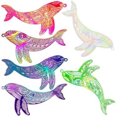 Imagem de COLIGREE 24 peças de pingentes de oceano variados deslumbrantes enfeites coloridos de filigrana de metal oco pingentes de animais marinhos para fazer joias faça você mesmo, brincos, colares,