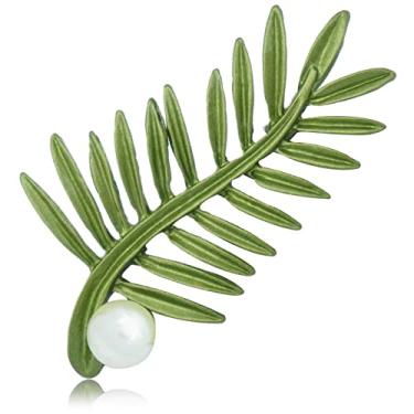 Imagem de Broches vintage de folhas de pérola, alfinetes, pintura esmaltada, verde, planta, flores, broches, presentes, joias, acessórios para mulheres, meninas, homens, meninos, Metal, Sem Pedra Preciosa
