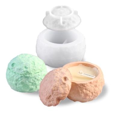 Imagem de BIGEBO Molde de resina com tampa, molde de vela de concreto em forma de lua, recipiente de armazenamento, molde de resina para suporte de joias faça você mesmo, caixa de bugigangas, vaso de plantas