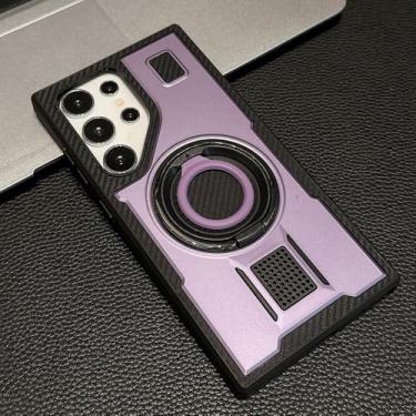 Imagem de Capa dobrável com anel para Samsung Galaxy S25 Ultra S25 Plus Capa com suporte para Samsung S24 Ultra S23 S22 A55 A54 A35 Capa de armadura, roxa, para Samsung A35