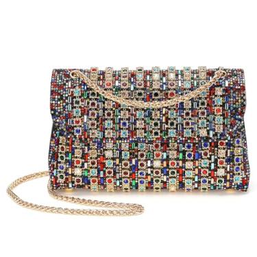 Imagem de DTGN Bolsas de noite bolsas clutch para mulheres, formal, bolsa transversal com corrente de ombro com strass de cristal brilhante elegante para festa de casamento noiva convidada colorida, Colorido.,