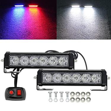 Imagem de STDYSUN Barra de luzes estroboscópicas de emergência LED, 2 peças, vermelho, azul, mudança branca, cor dupla, grade de polícia, suporte de superfície, adequado para motocicleta POV, veículo utilitário