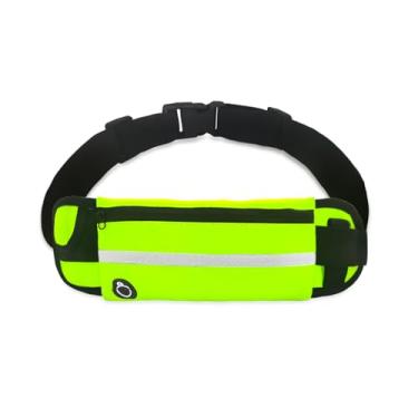 Imagem de AfitLulu Cintos de corrida masculinos e femininos, cintos de corrida para pendurar garrafa de água de celular com alça ajustável, faixa refletiva e alça de garrafa de água para exercícios, Verde, one