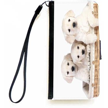 Imagem de Rikki Knight Labrador Filhotes em cesta Capa carteira flip para iPhone 5c com aba magnética