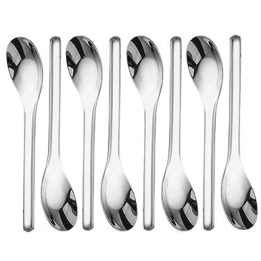 Imagem de OULIGET Colheres de Sopa Grossas e Pesadas para Jantar, Colheres de Sopa de Aço Inoxidável, Colher de Prata Chinesa, Colheres Asiáticas Grossas e Resistentes com Cabo Longo, 7,1", Conjunto de 8