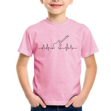 Imagem de Camiseta Infantil Guitarra Batimentos Cardíacos - Foca na Moda, Rosa b
