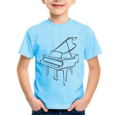 Imagem de Camiseta Infantil Piano - Foca na Moda, Azul bebê, 10