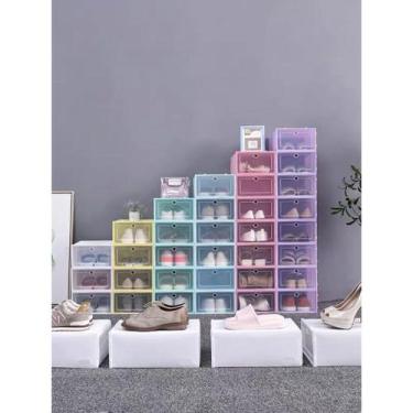 Imagem de Kit de Caixa Organizador De Plástico Para Sapato Tênis Chinelo Dobráve