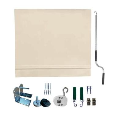 Imagem de Toldo Cortina Bege - 3,20m x 2,50m - kit completo - RM Policarbonatos 