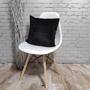 Imagem de Almofada de Pelo Pelúcia Pelo Curto Luxo Preto - Novadecora