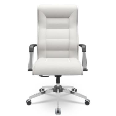 Imagem de Cadeira De Escritório Giratória Presidente Base Cromada Kirk P03 Facto Branco - Lyam Decor